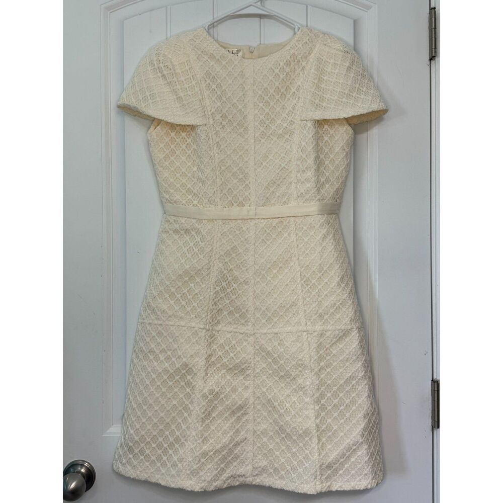 Hale Designs Cream Diamond Lattice Lace Mini Dress M Coquette Quiet Luxury
